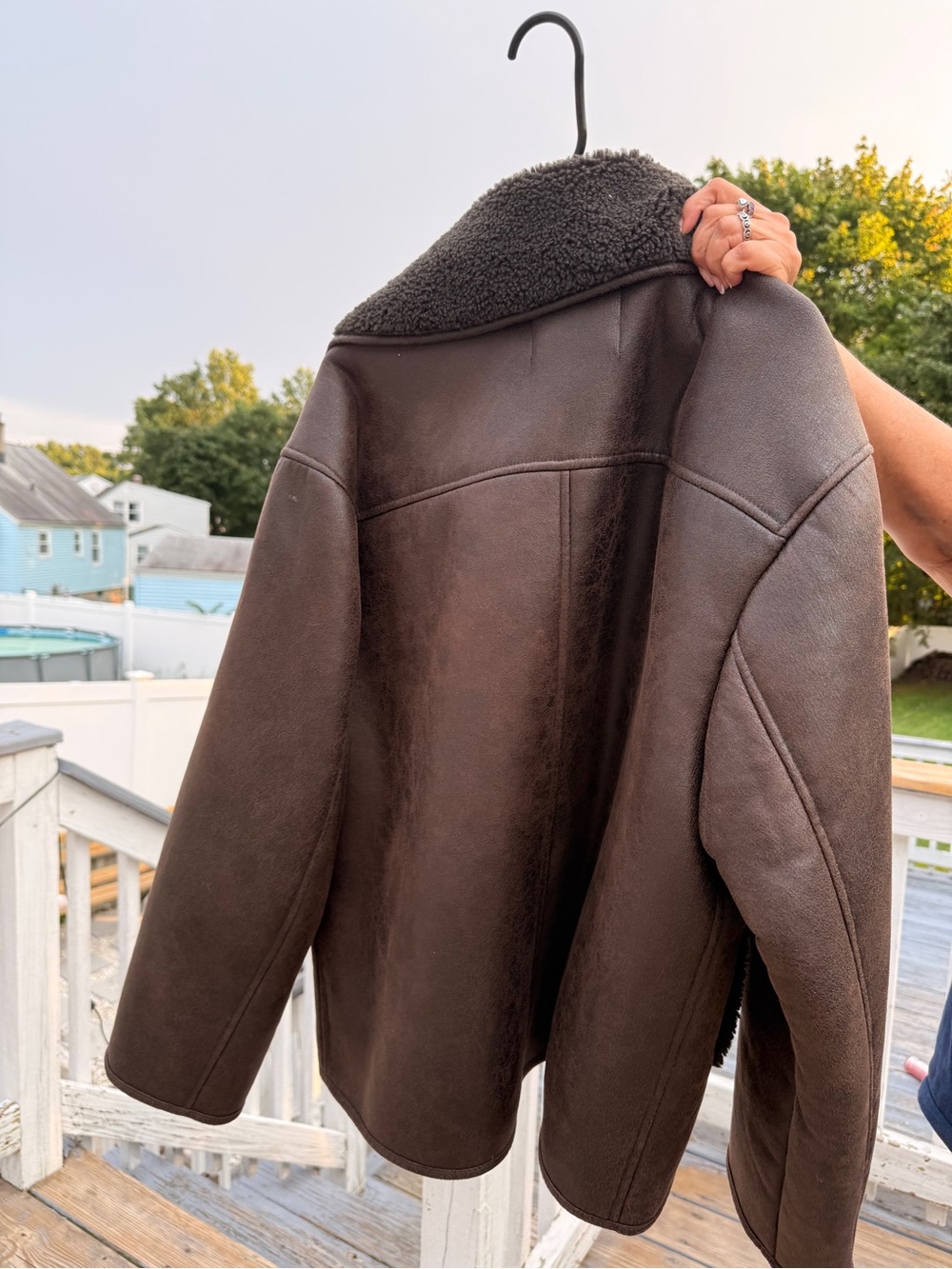 Zara Brown Shearling Aviator Jacket - Picture 2 of 2